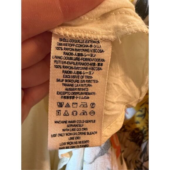 Free People Part Time Lover Floral Tie Front Mini Dress Sz 4 yellow gray - Picture 10 of 10